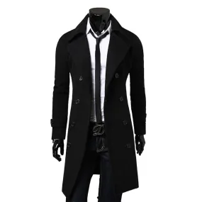 Xituodai Fashion Brand Autumn Jacket Long Trench Coat Men's High Quality Self-cultivation Solid Color Men's Coat Double-breasted