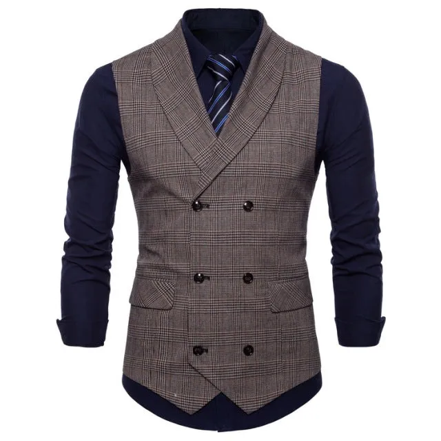 Xituodai Men's Suit Vest Four Seasons New Business Vest Jacket Fashion Casual Classic Men's Self-cultivation Double-Breasted Ves