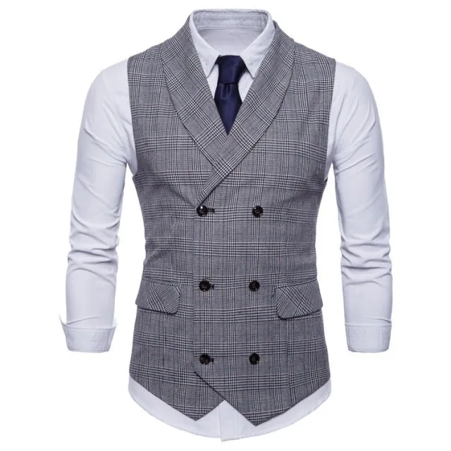 Xituodai Men's Suit Vest Four Seasons New Business Vest Jacket Fashion Casual Classic Men's Self-cultivation Double-Breasted Ves