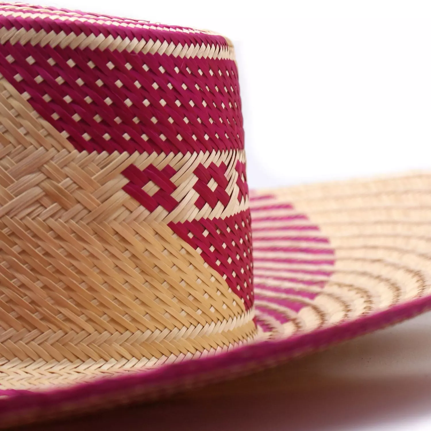 --Yonna Fuchsia Wide Brim Straw Hat-