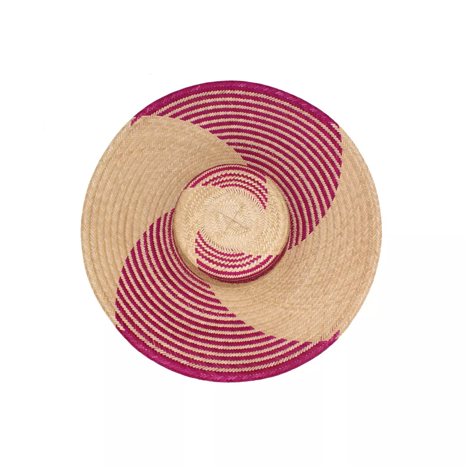 --Yonna Fuchsia Wide Brim Straw Hat-