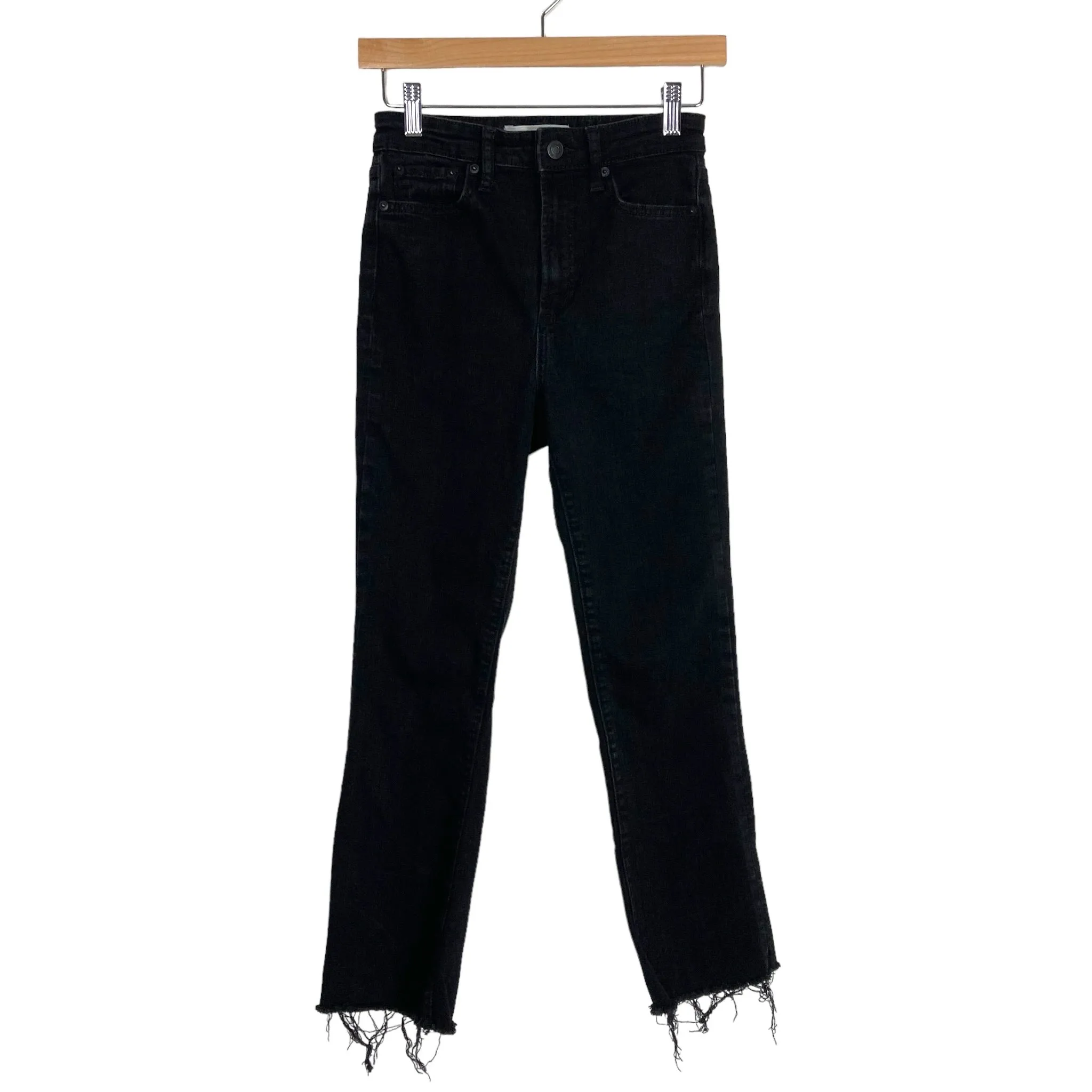 Zara Black Raw Hem Ankle Jeans- Size 2 (Inseam 25.5”)