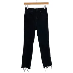 Zara Black Raw Hem Ankle Jeans- Size 2 (Inseam 25.5”)